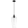 1_Downtown Chelsea 8"W Cord Matte Black Mini Pendant w/ Clear Shade