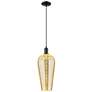 1_Downtown Chelsea 8"W Cord Matte Black Mini Pendant w/ Mercury Shade