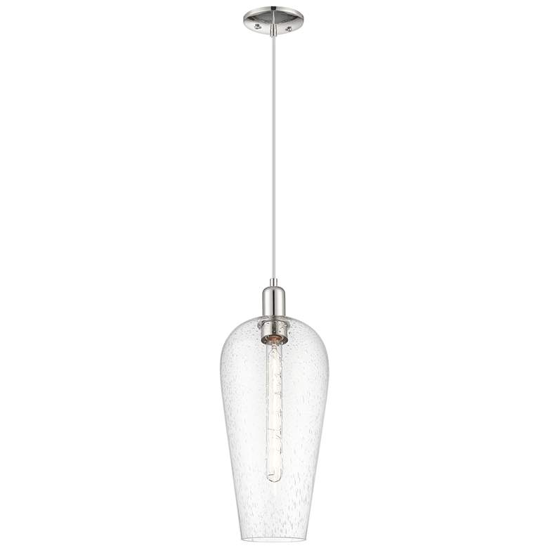 Image 1 Downtown Chelsea 8"W Cord Polished Nickel Mini Pendant w/ Seedy Shade