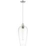 Downtown Chelsea 8"W Cord Satin Nickel Mini Pendant w/ Clear Shade