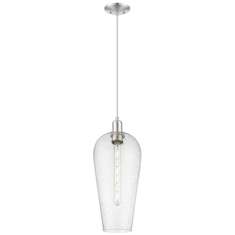 Image 1 Downtown Chelsea 8"W Cord Satin Nickel Mini Pendant w/ Seedy Shade