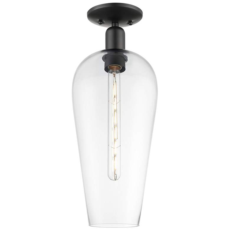 Image 1 Downtown Chelsea 8"W Matte Black Semi Flush Mount w/ Clear Shade