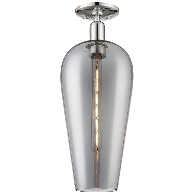 Image 1 Downtown Chelsea 8"W Nickel Semi Flush Mount w/ Light Smoke Shade