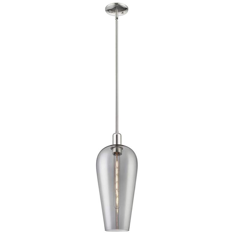 Image 1 Downtown Chelsea 8"W Polished Nickel Mini Pendant w/ Light Smoke Shade