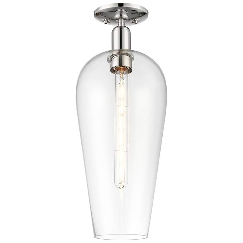 Image 1 Downtown Chelsea 8"W Polished Nickel Semi Flush Mount w/ Clear Shade