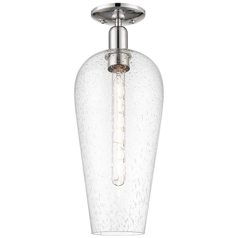 Image 1 Downtown Chelsea 8"W Polished Nickel Semi Flush Mount w/ Seedy Shade