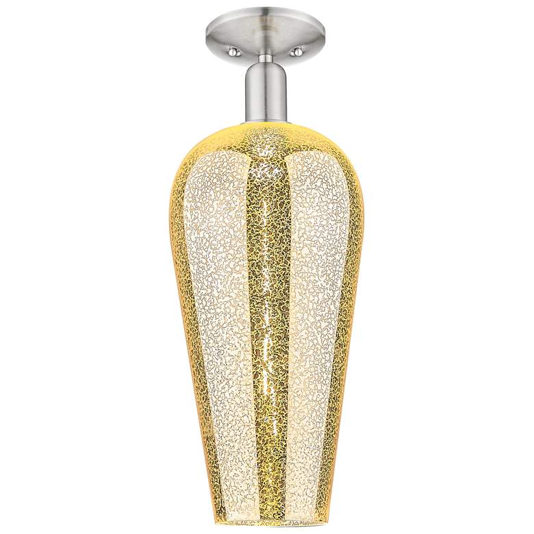 Image 1 Downtown Chelsea 8"W Satin Nickel Semi Flush Mount w/ Mercury Shade