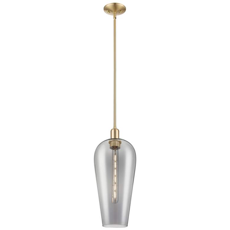 Image 1 Downtown Chelsea 8"W Stem Bronze Mini Pendant w/ Light Smoke Shade