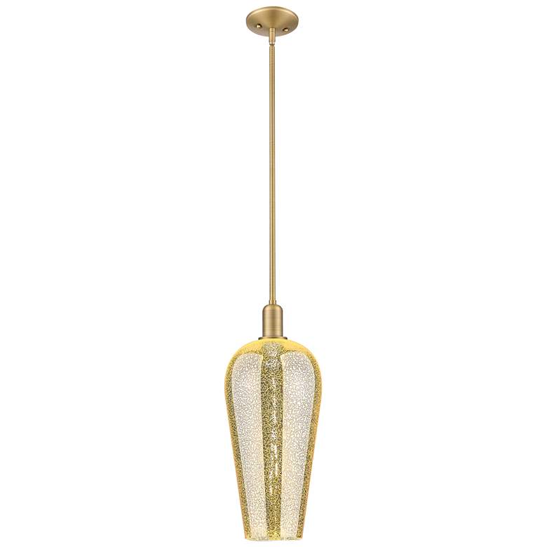 Image 1 Downtown Chelsea 8"W Stem Brushed Brass Mini Pendant w/ Mercury Shade