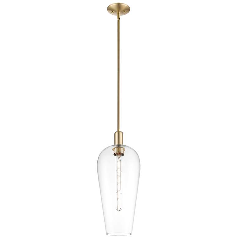 Image 1 Downtown Chelsea 8"W Stem Champagne Bronze Mini Pendant w/ Clear Shade