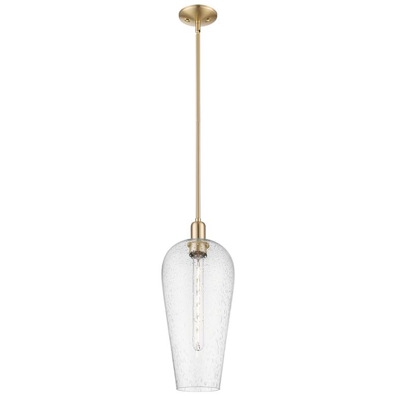 Image 1 Downtown Chelsea 8"W Stem Champagne Bronze Mini Pendant w/ Seedy Shade