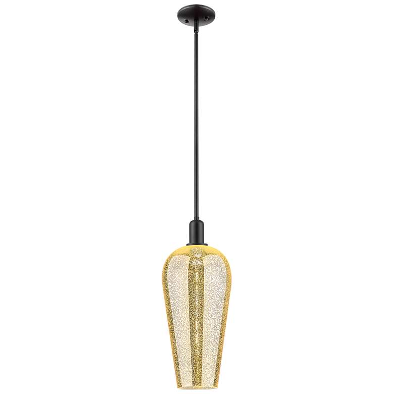 Image 1 Downtown Chelsea 8"W Stem Matte Black Mini Pendant w/ Mercury Shade