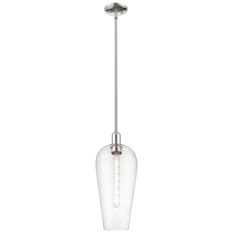 Image 1 Downtown Chelsea 8"W Stem Polished Nickel Mini Pendant w/ Seedy Shade