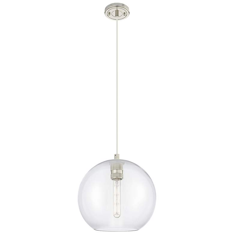 Image 1 Downtown Crown Point 10"W Athens Cord Nickel Pendant w/ Clear Shade