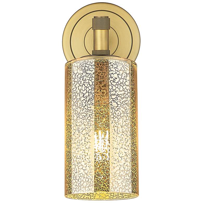 Image 2 Downtown Crown Point 11 "H Brushed Brass Wall Sconce w/ Mercury Shade more views