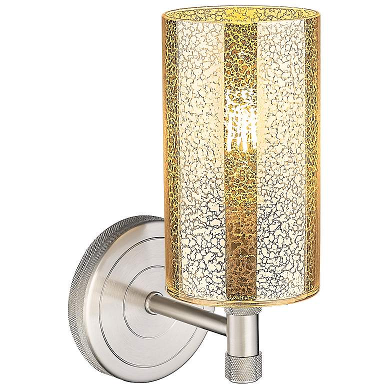 Image 2 Downtown Crown Point 11 "H Satin Nickel Wall Sconce w/ Mercury Shade more views