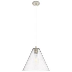 Downtown Crown Point 12"W Berkshire Cord Nickel Pendant w/ Seedy Shade