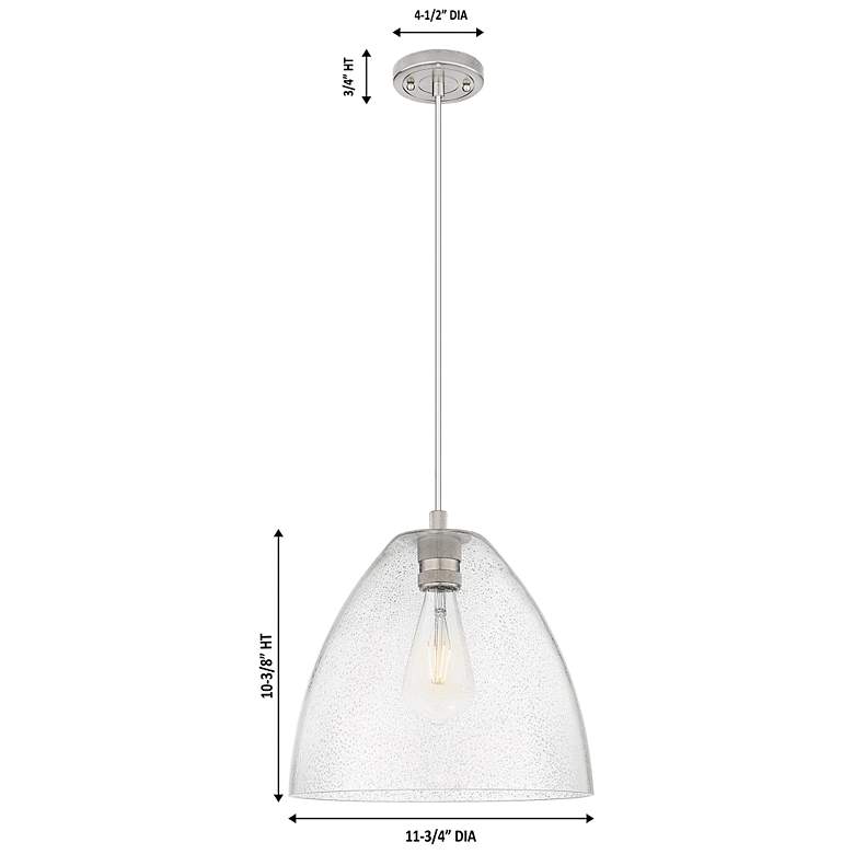 Image 2 Downtown Crown Point 12"W Bristol Cord Satin Nickel Pendant w/ Seedy Shade more views