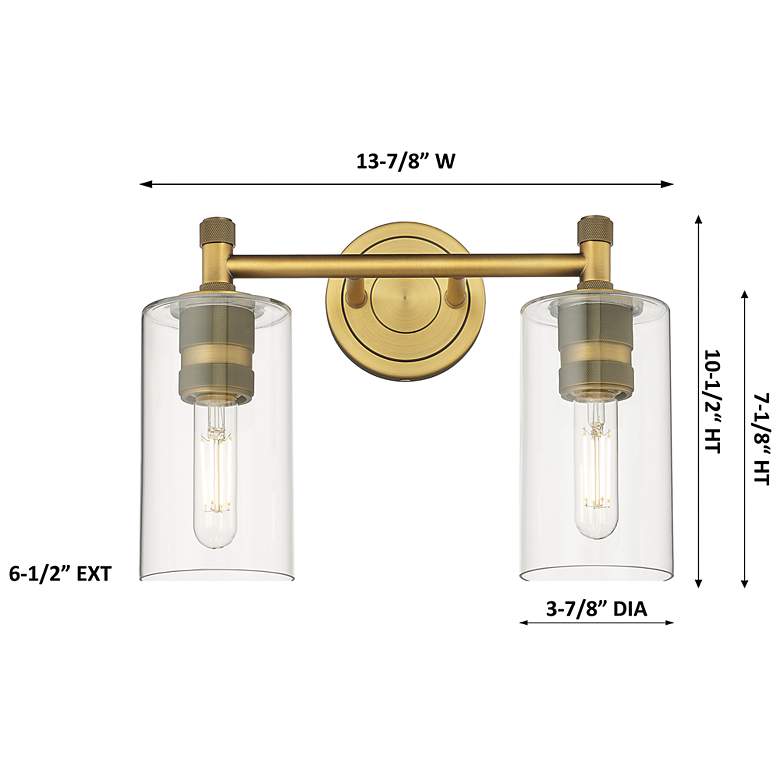 Image 2 Downtown Crown Point 14"W 2 Light Black Vanity Light w/ Mercury Shade more views