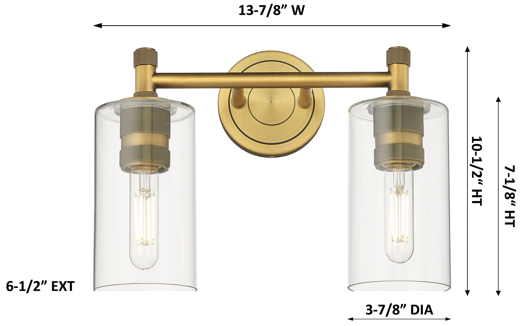 Image 2 Downtown Crown Point 14"W 2 Light Brass Vanity Light w/ Mercury Shade more views