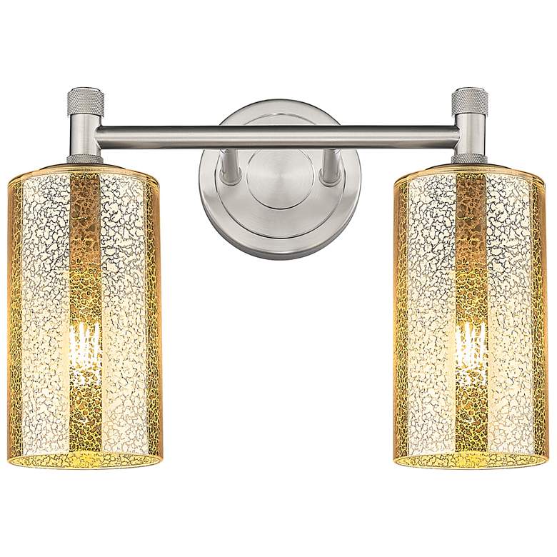 Image 1 Downtown Crown Point 14"W Satin Nickel Vanity Light w/ Mercury Shade