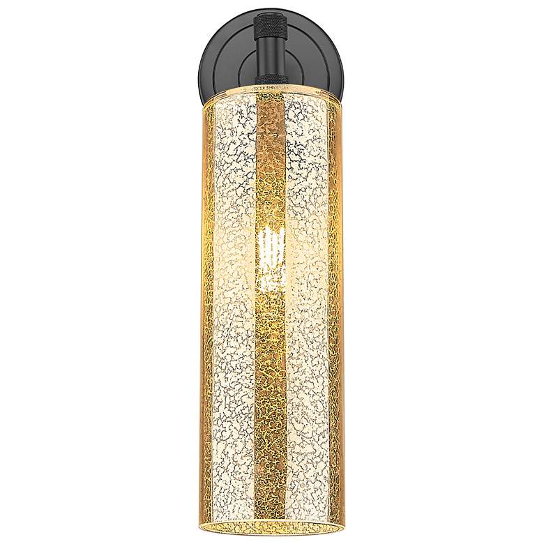 Image 2 Downtown Crown Point 16 "H Matte Black Wall Sconce w/ Mercury Shade more views