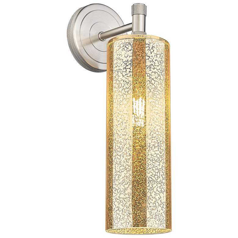 Image 1 Downtown Crown Point 16 "H Satin Nickel Wall Sconce w/ Mercury Shade