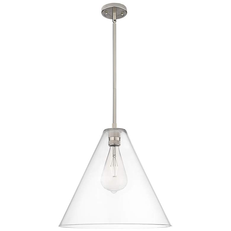Image 1 Downtown Crown Point 16"W Berkshire Satin Nickel Pendant w/ Clear Shade