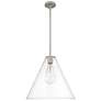 1_Downtown Crown Point 16"W Berkshire Satin Nickel Pendant w/ Clear Shade