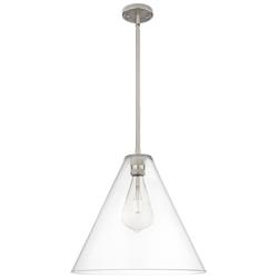 Downtown Crown Point 16"W Berkshire Satin Nickel Pendant w/ Clear Shade