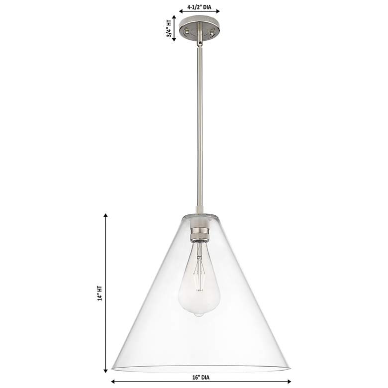 Image 2 Downtown Crown Point 16"W Berkshire Satin Nickel Pendant w/ Clear Shade more views
