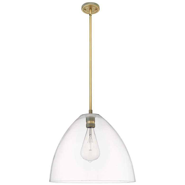 Image 1 Downtown Crown Point 16"W Bristol Brushed Brass Pendant w/ Clear Shade