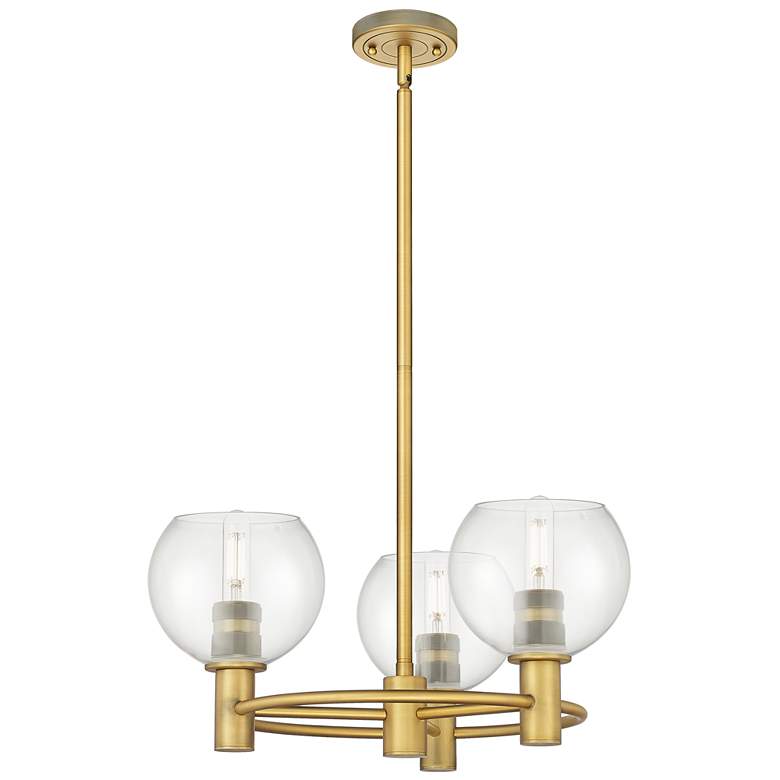 Image 1 Downtown Crown Point 20"W 3 Light Athens Brass Pendant w/ Clear Shade