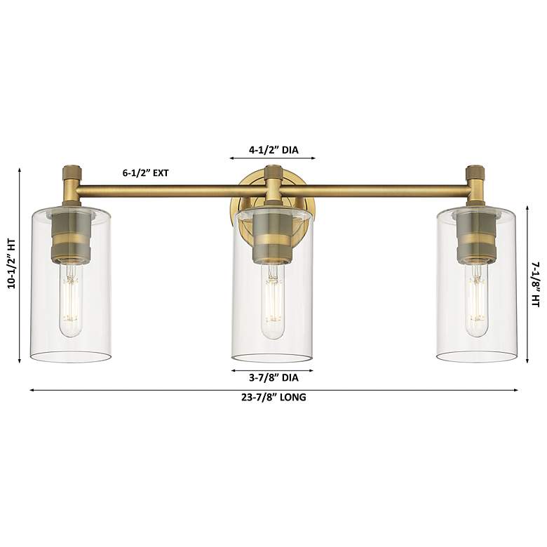 Image 2 Downtown Crown Point 24"W Satin Nickel Vanity Light w/ Mercury Shade more views