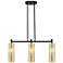 Downtown Crown Point 31"W 3 Light Black Island Light w/ Mercury Shade