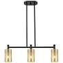 1_Downtown Crown Point 31"W 3 Light Black Island Light w/ Mercury Shade