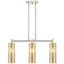 1_Downtown Crown Point 31"W 3 Light Nickel Island Light w/ Mercury Shade
