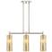 Downtown Crown Point 31"W 3 Light Nickel Island Light w/ Mercury Shade