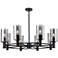 Downtown Crown Point 32"W 8 Light Black Chandelier w/ Light Smoke Shade