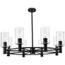 1_Downtown Crown Point 32"W 8 Light Stem Black Chandelier w/ Clear Shade