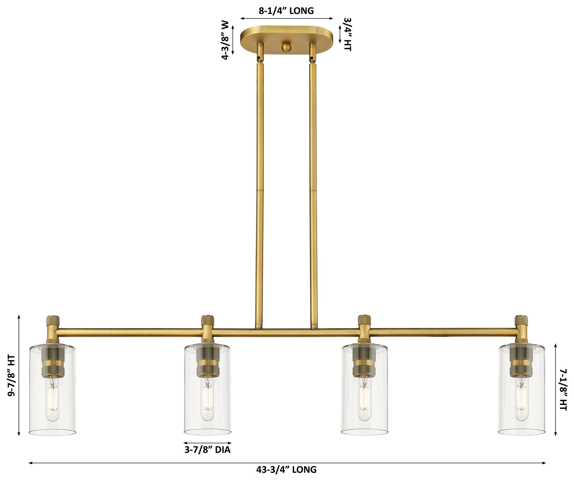 Image 2 Downtown Crown Point 44"W 4 Light Brass Island Light w/ Mercury Shade more views