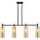 Downtown Crown Point 44"W 4 Light Black Island Light w/ Mercury Shade