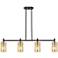 Downtown Crown Point 44"W 4 Light Black Island Light w/ Mercury Shade