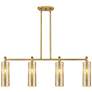 1_Downtown Crown Point 44"W 4 Light Brass Island Light w/ Mercury Shade