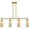 Downtown Crown Point 44"W 4 Light Brass Island Light w/ Mercury Shade