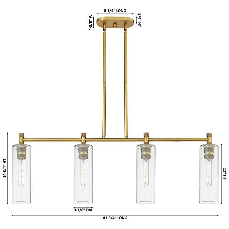 Image 2 Downtown Crown Point 44"W 4 Light Brass Island Light w/ Mercury Shade more views