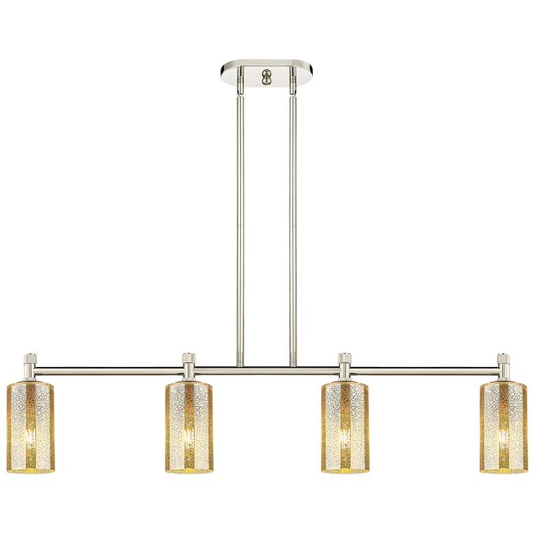 Image 1 Downtown Crown Point 44"W Nickel Island Light w/ Mercury Shade