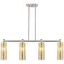1_Downtown Crown Point 44"W Satin Nickel Island Light w/ Mercury Shade