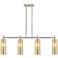 Downtown Crown Point 44"W Satin Nickel Island Light w/ Mercury Shade