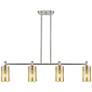 1_Downtown Crown Point 44"W Satin Nickel Island Light w/ Mercury Shade